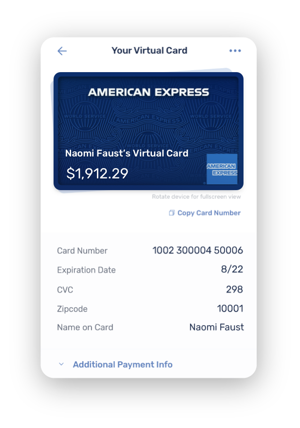 American Express Virtual Credit Card American Express Extend